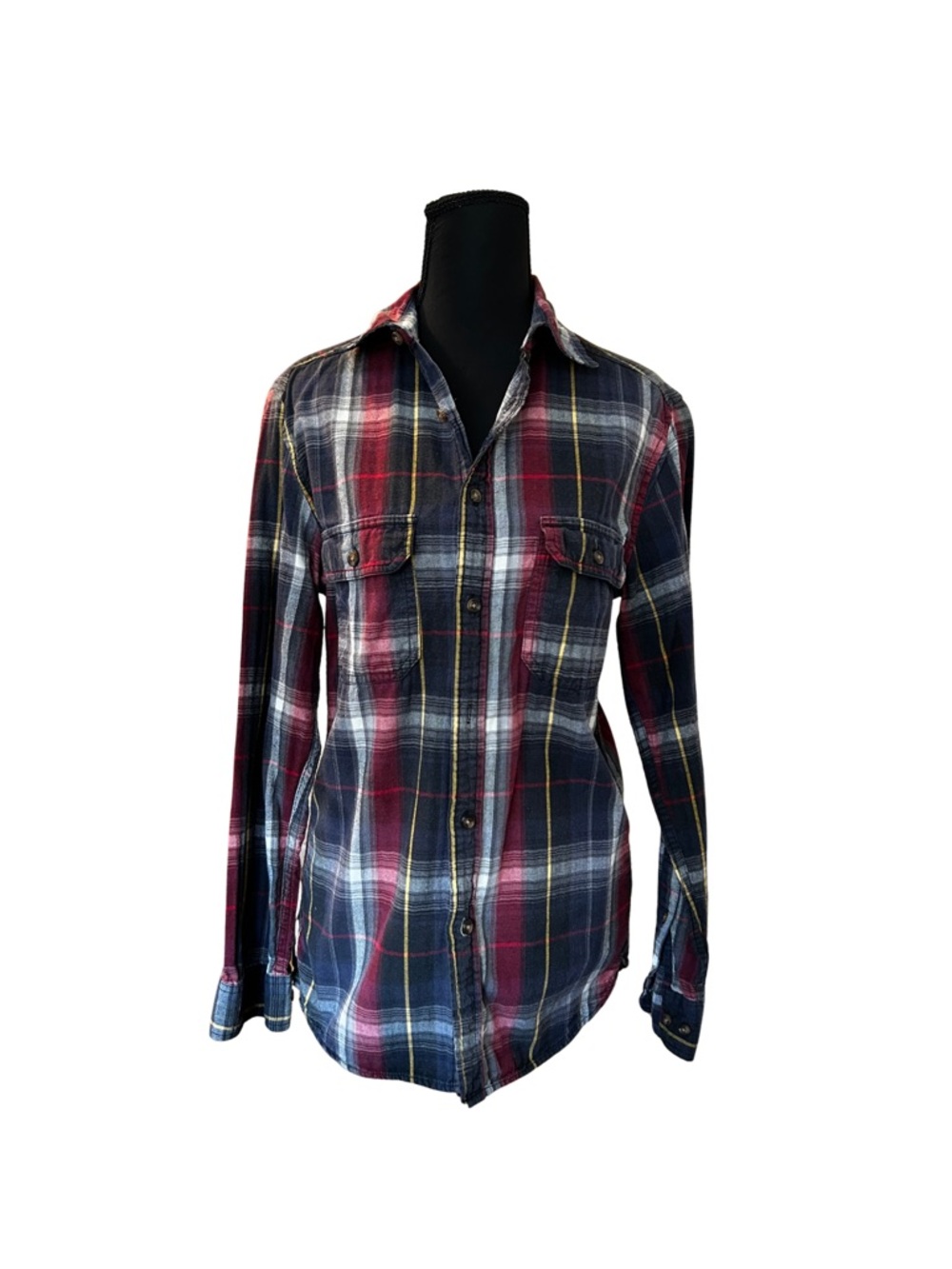 Goodfellow & Co Red, Navy & White Plaid Button-Down Shirt